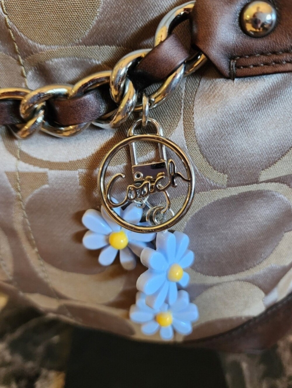Coach Signature Optic Chain Bag In Metalic Bronze - Picture 7 of 12
